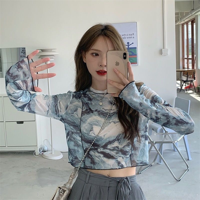 Summer New Short Tie-dyed Bottoming Shirt For Women Underwear Crew Neck