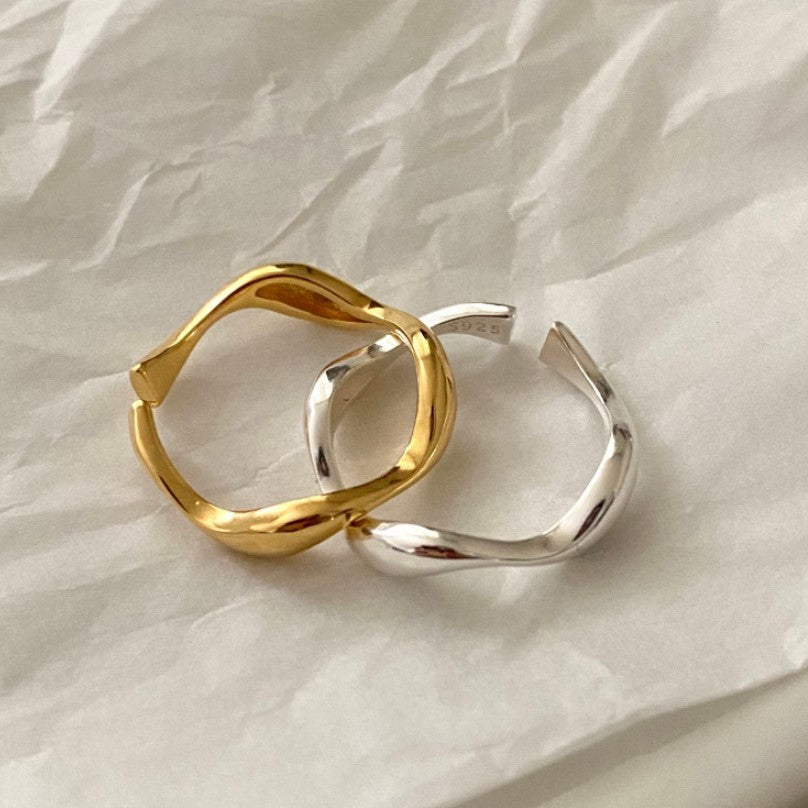 925 Sterling Silver Simple Temperament Wild Natural Curve Ring