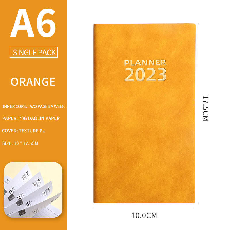 English Schedule Book 365 Days Time Management Daily Planner Leather Covered Notebook Efficiency Manual