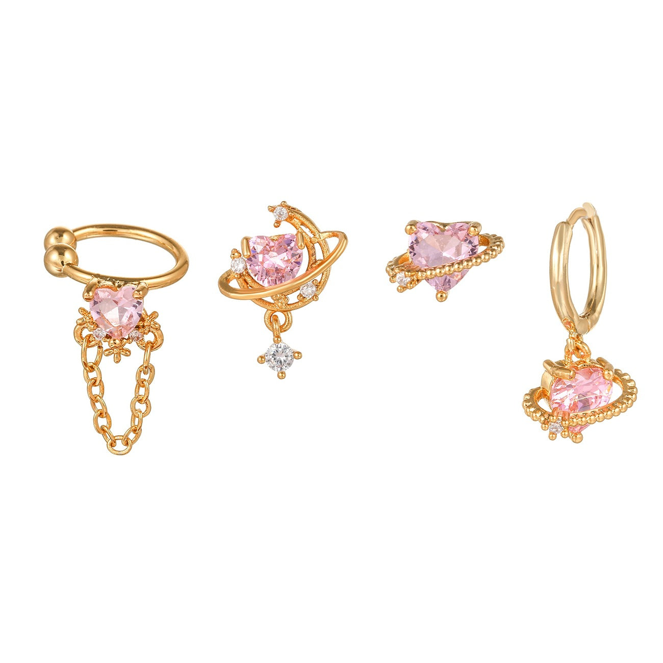 Ensemble de boucles d'oreilles en forme de cœur pour l'été, style exquis et doux