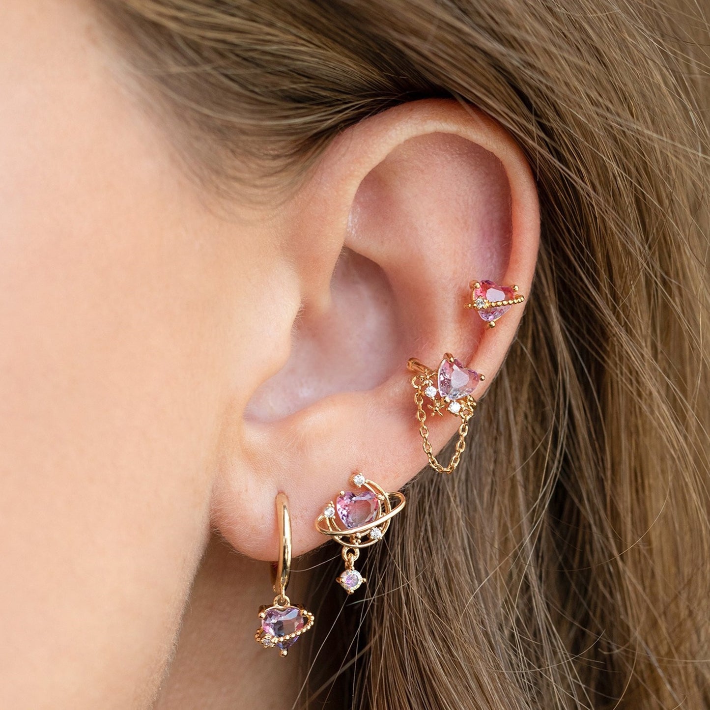 Ensemble de boucles d'oreilles en forme de cœur pour l'été, style exquis et doux