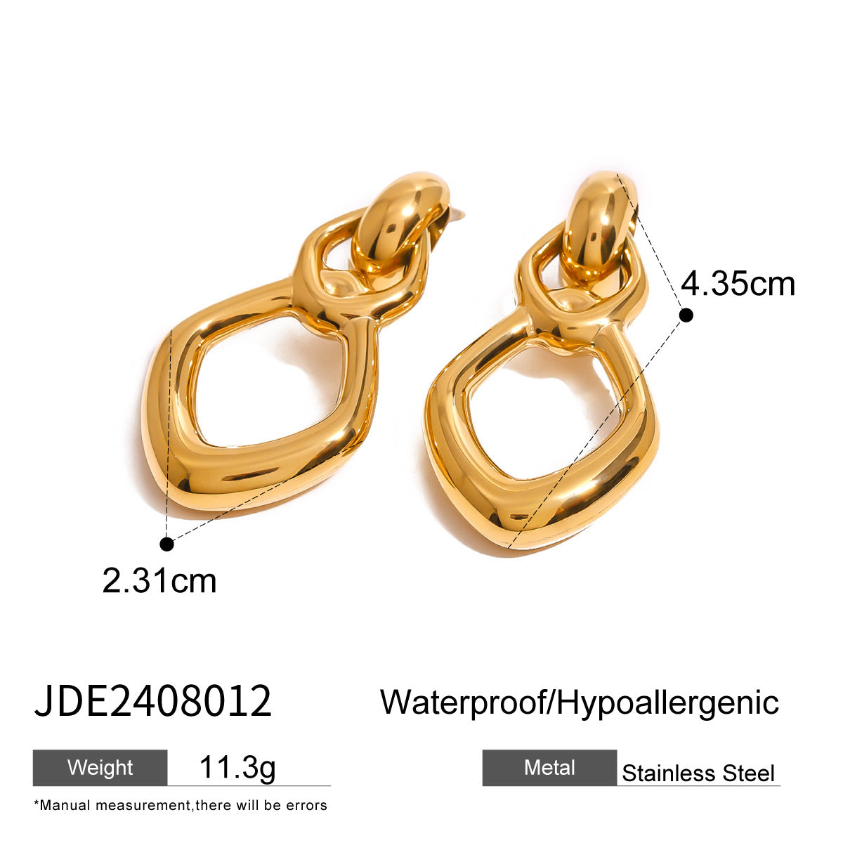 Stainless Steel Hollow Stud Earrings Advanced Geometry