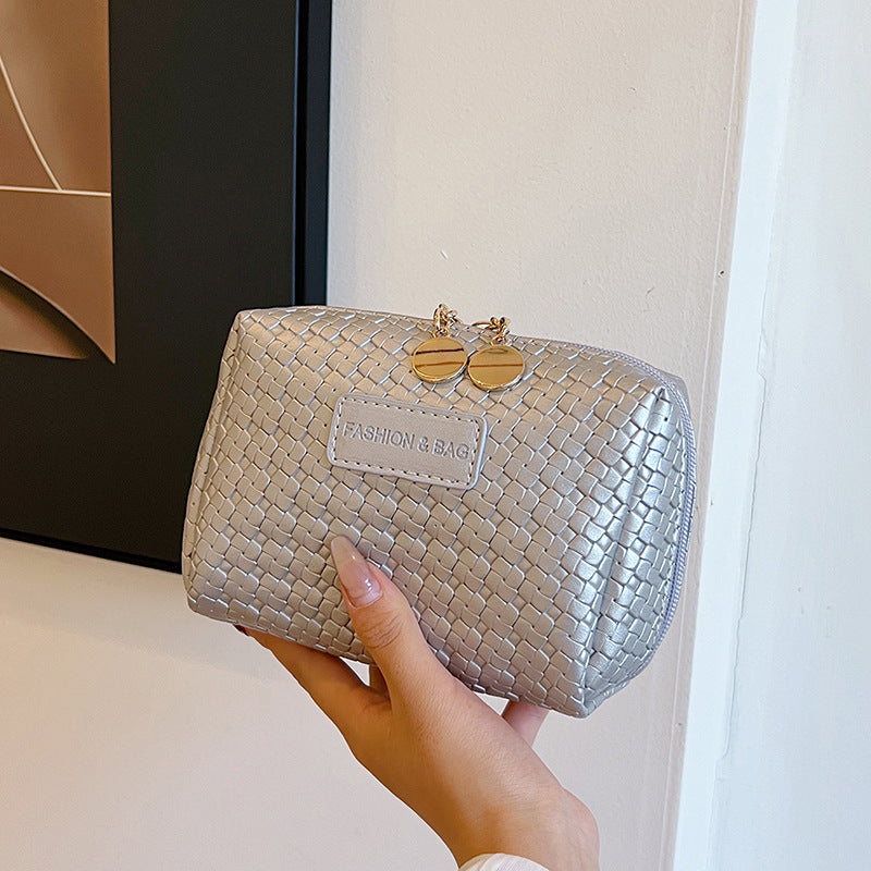 Classic Style Woven Pattern Cosmetic Bag