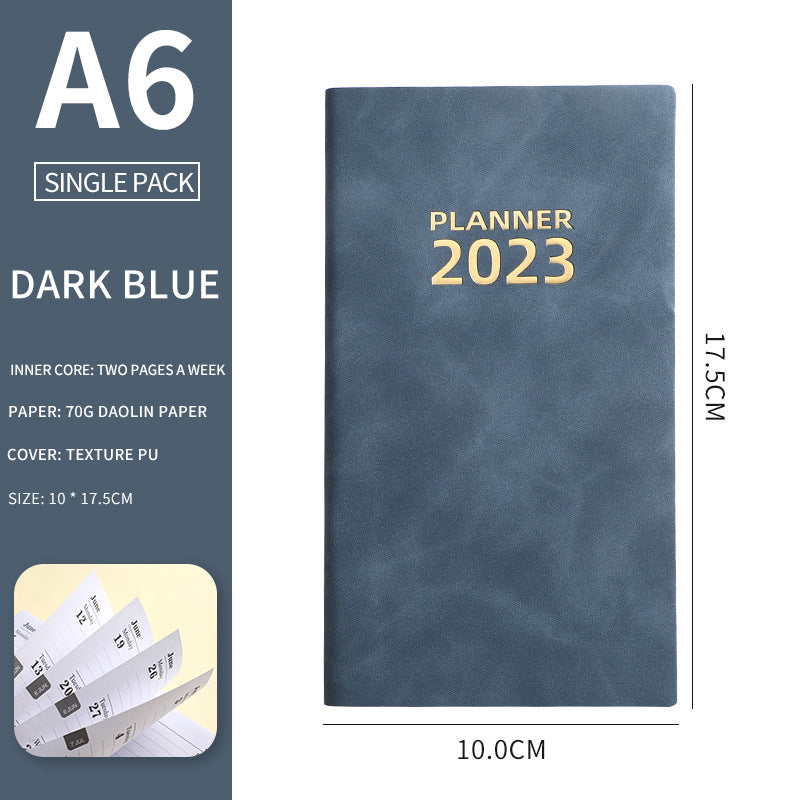 English Schedule Book 365 Days Time Management Daily Planner Leather Covered Notebook Efficiency Manual