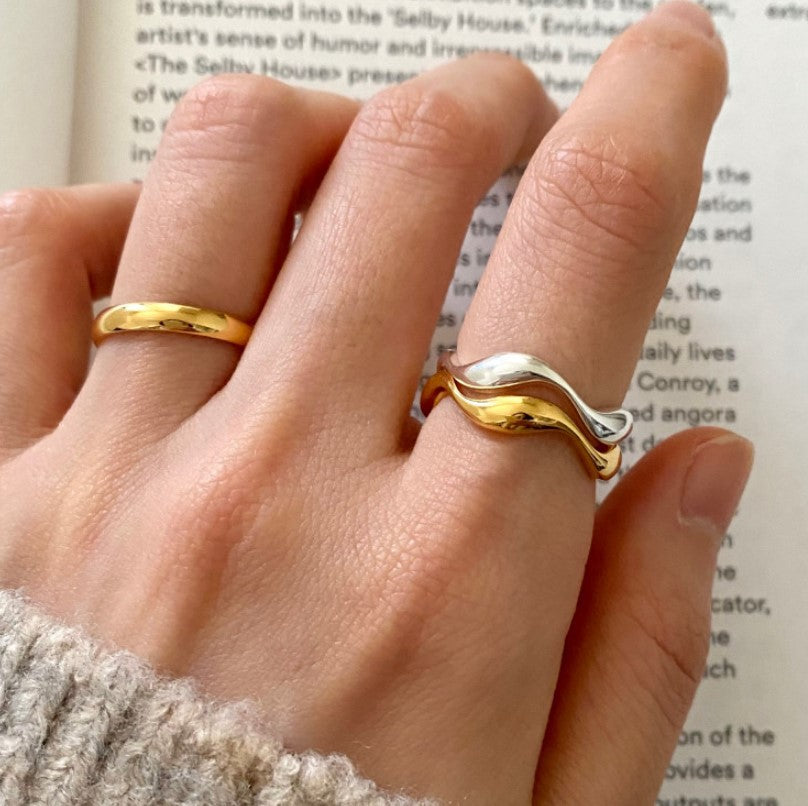 925 Sterling Silver Simple Temperament Wild Natural Curve Ring