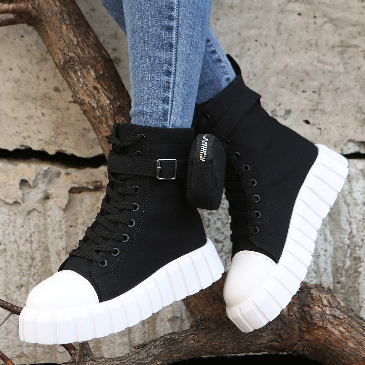 Nouveaux sacs à la mode, chaussures montantes en toile respirantes pour femmes