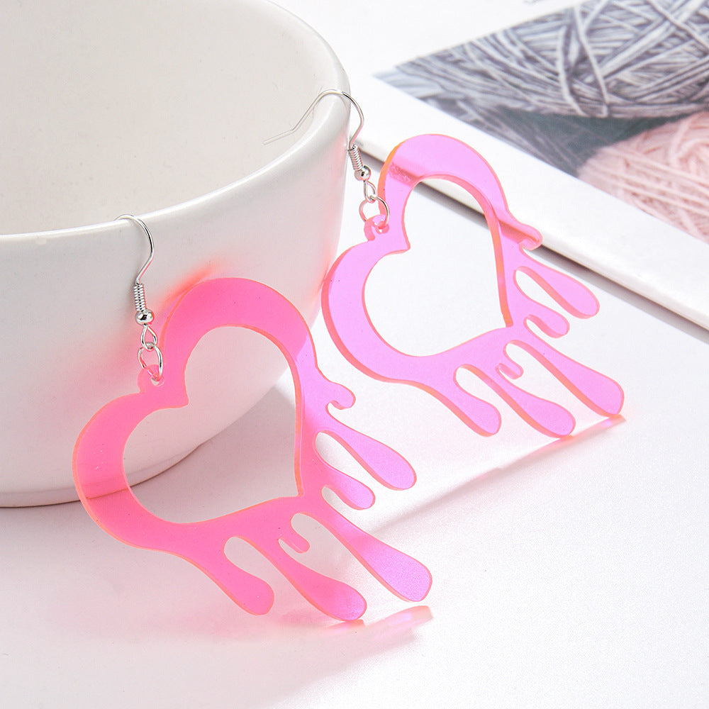 European And American Colorful Love Valentine's Day Gradient Fashion Sweet Acrylic Earrings