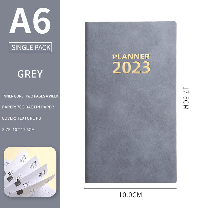 English Schedule Book 365 Days Time Management Daily Planner Leather Covered Notebook Efficiency Manual