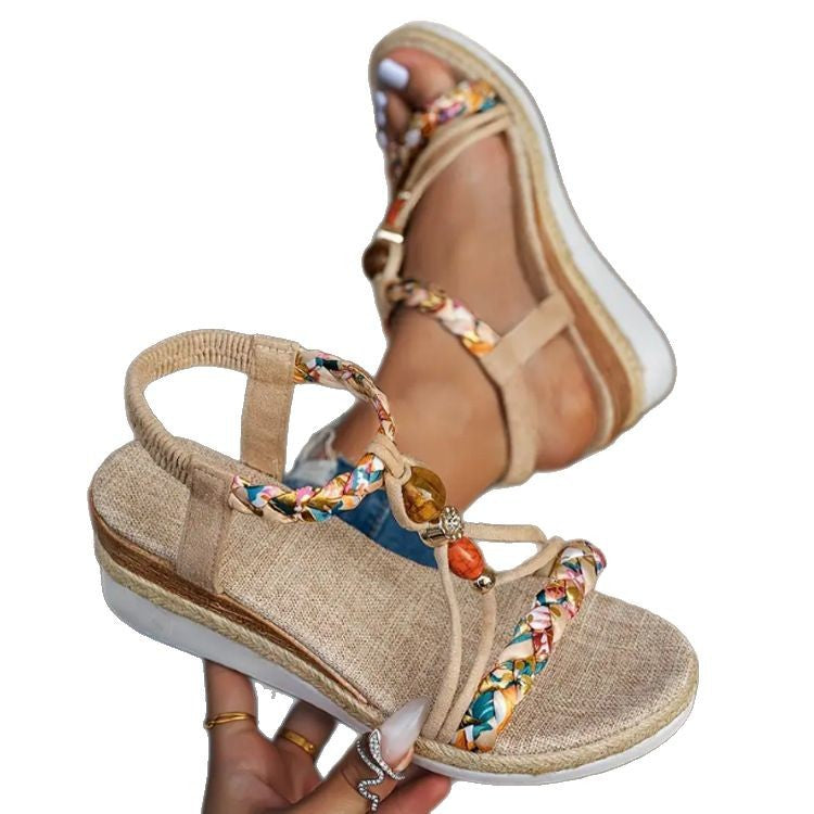 Sandales à plateforme tendance en corde de chanvre pour femmes