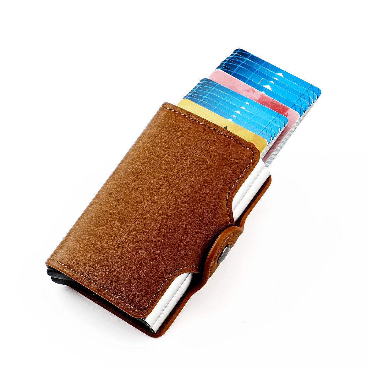 Boîte en aluminium RFID pour hommes, pince à carte, boîte double en aluminium à ouverture automatique