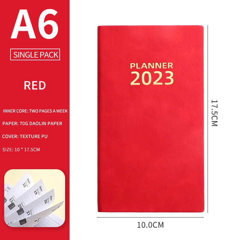 English Schedule Book 365 Days Time Management Daily Planner Leather Covered Notebook Efficiency Manual