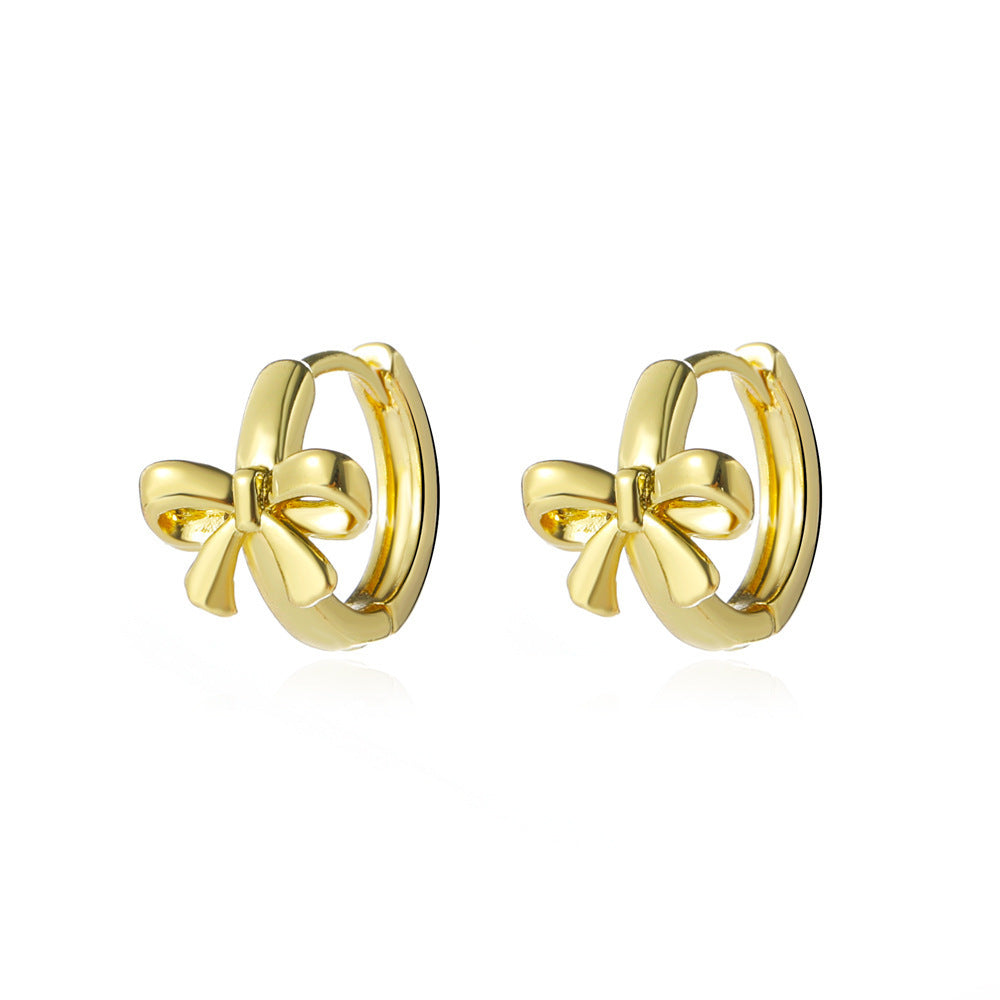 Special-interest Design Bow Earrings Women's 18K Gold Plated