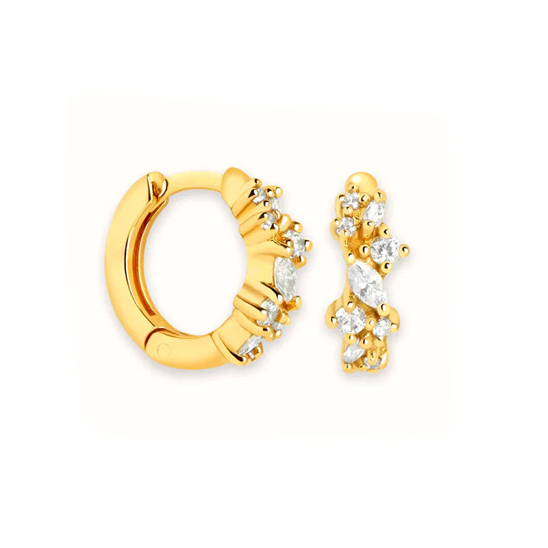 Sterling Silver Needle Korean Simple And Irregular Zircon Earrings