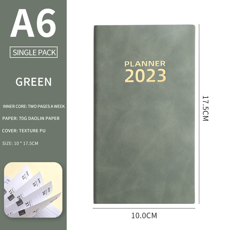 English Schedule Book 365 Days Time Management Daily Planner Leather Covered Notebook Efficiency Manual