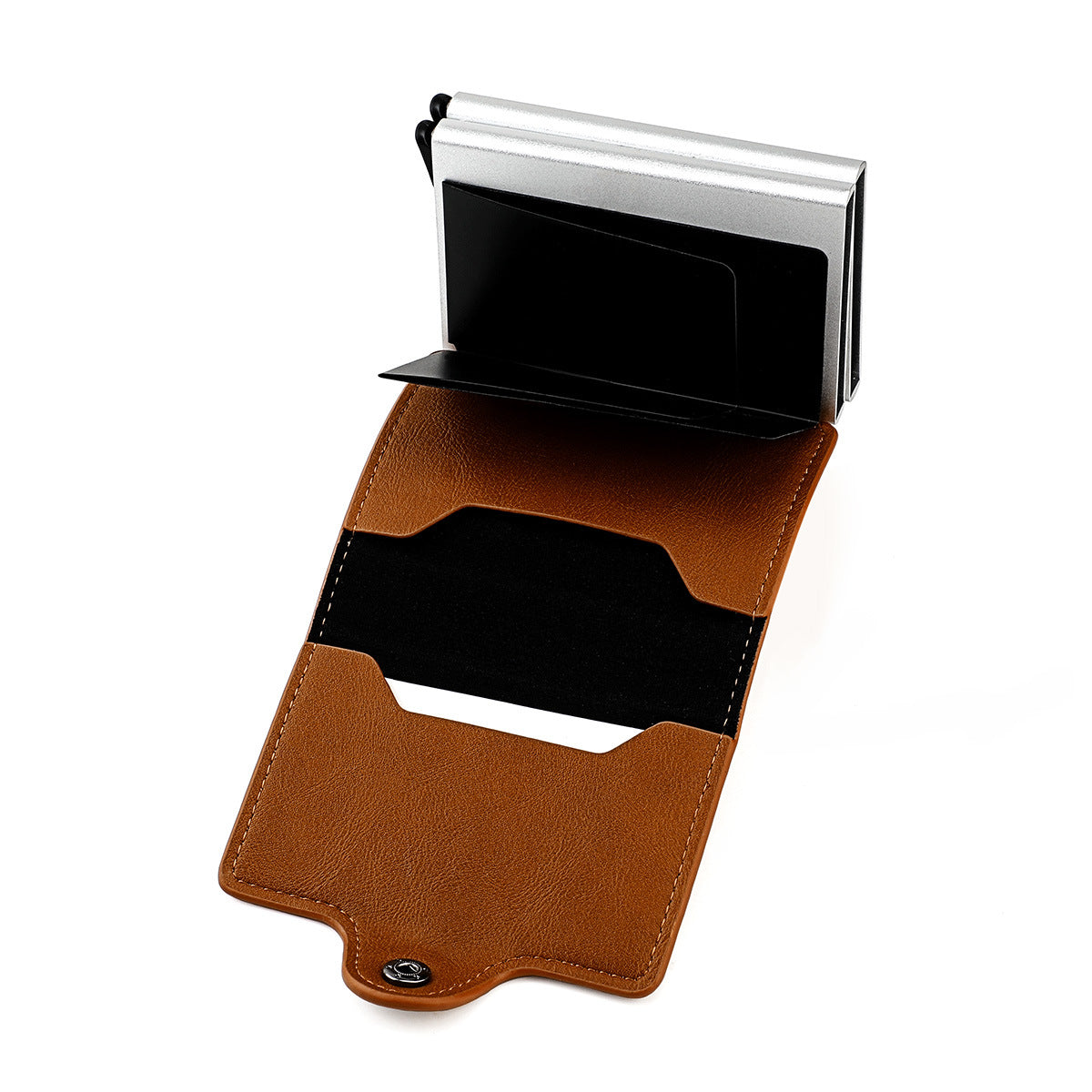 Boîte en aluminium RFID pour hommes, pince à carte, boîte double en aluminium à ouverture automatique