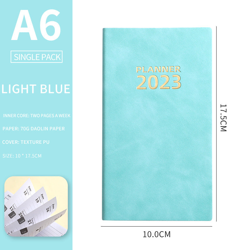 English Schedule Book 365 Days Time Management Daily Planner Leather Covered Notebook Efficiency Manual