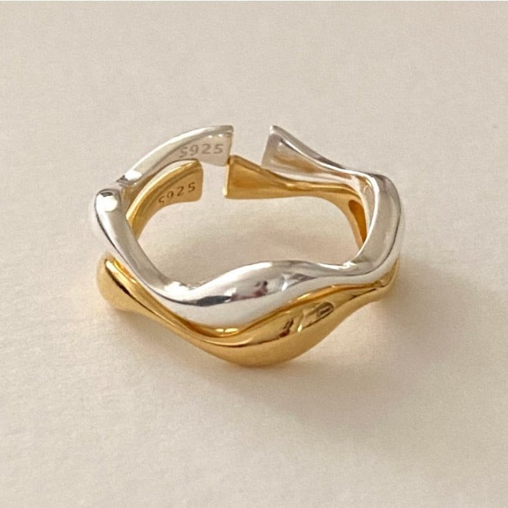 925 Sterling Silver Simple Temperament Wild Natural Curve Ring