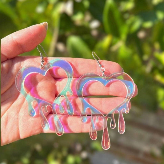 European And American Colorful Love Valentine's Day Gradient Fashion Sweet Acrylic Earrings