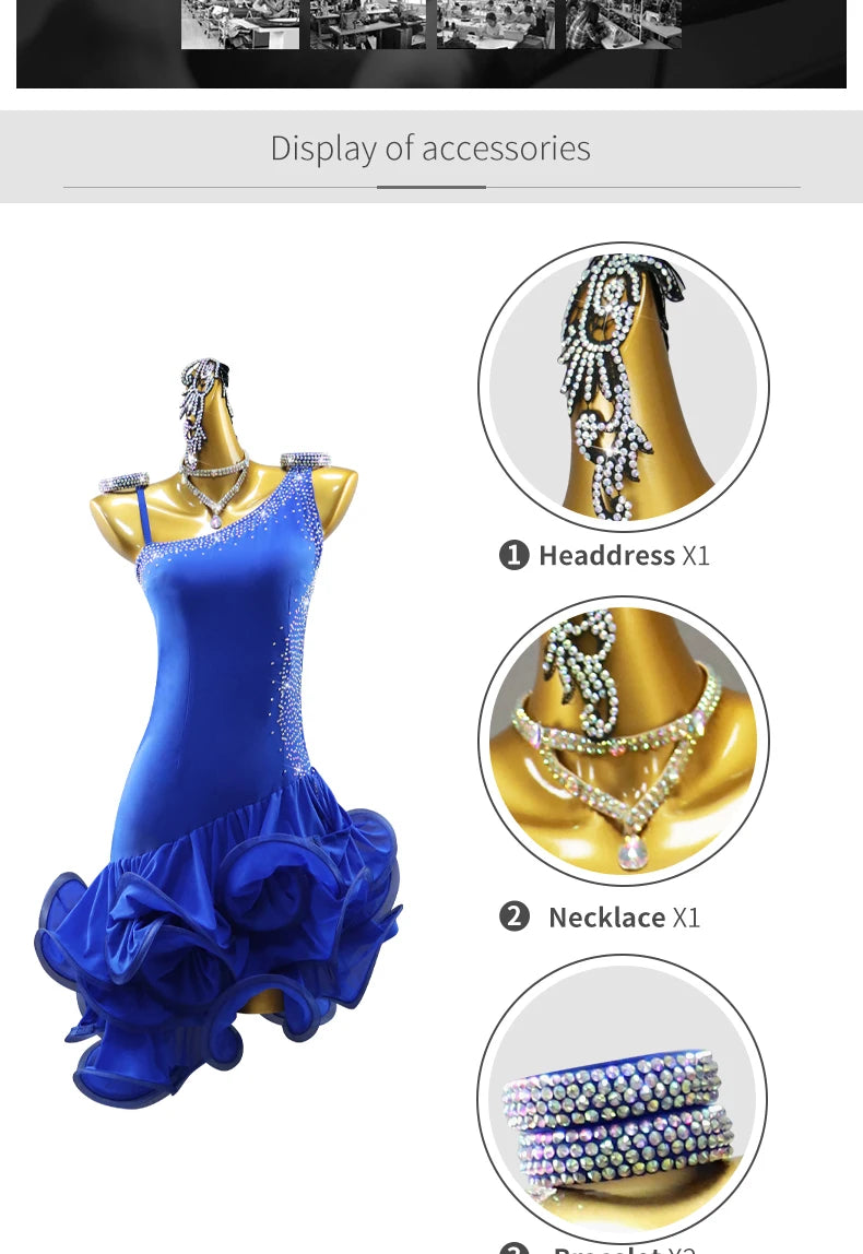 Womens Dress Latin American Clothes Girls Party Dance Stage Costume Practice Competition Costume 2025 Female Evening Sports Suit