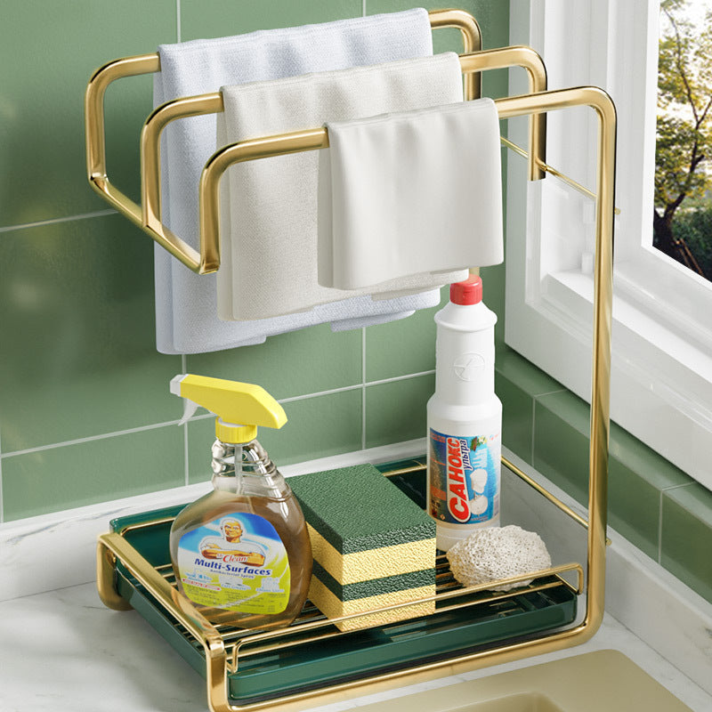 Multifunctional wall-mounted sponge holder and dish drainer rack