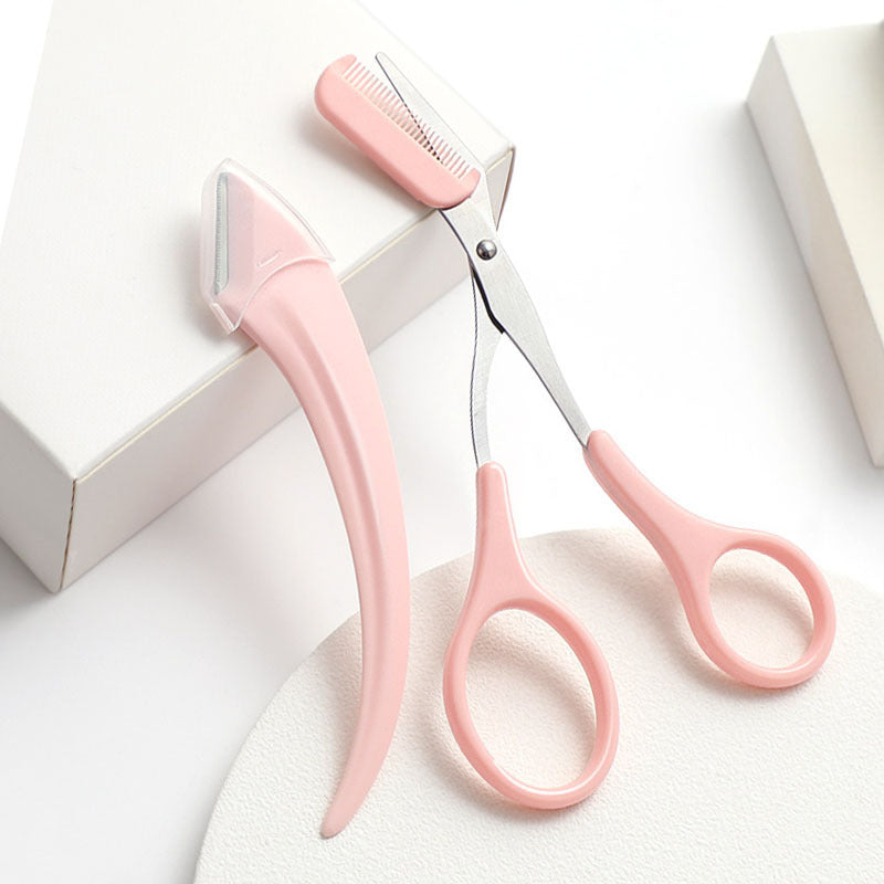Couteau à sourcils avec peigne incurvé en forme de lune, petit accessoire de beauté