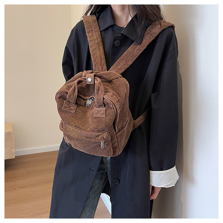 Sac à dos en velours côtelé assorti au quotidien pour femme