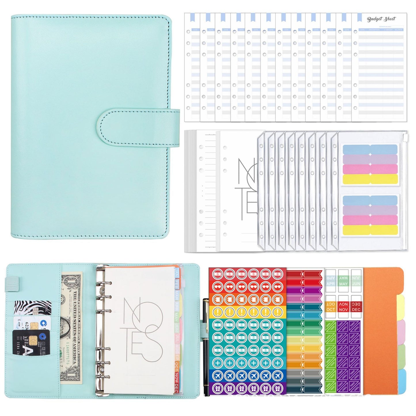 Leather loose-leaf accounting notebook financial planner