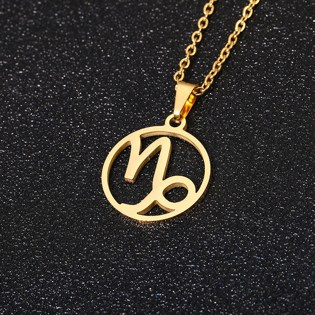 Collier en acier inoxydable plaqué sous vide avec 12 constellations