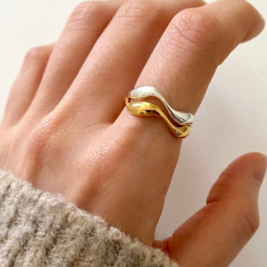 925 Sterling Silver Simple Temperament Wild Natural Curve Ring
