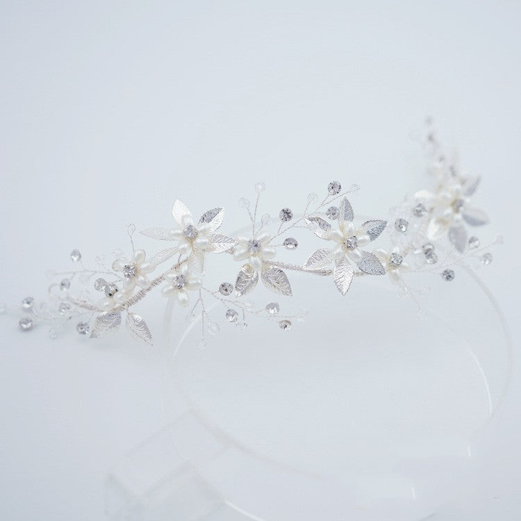 European And American Silver Imitation Pearl Headband Wedding Accessories