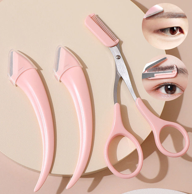 Couteau à sourcils avec peigne incurvé en forme de lune, petit accessoire de beauté