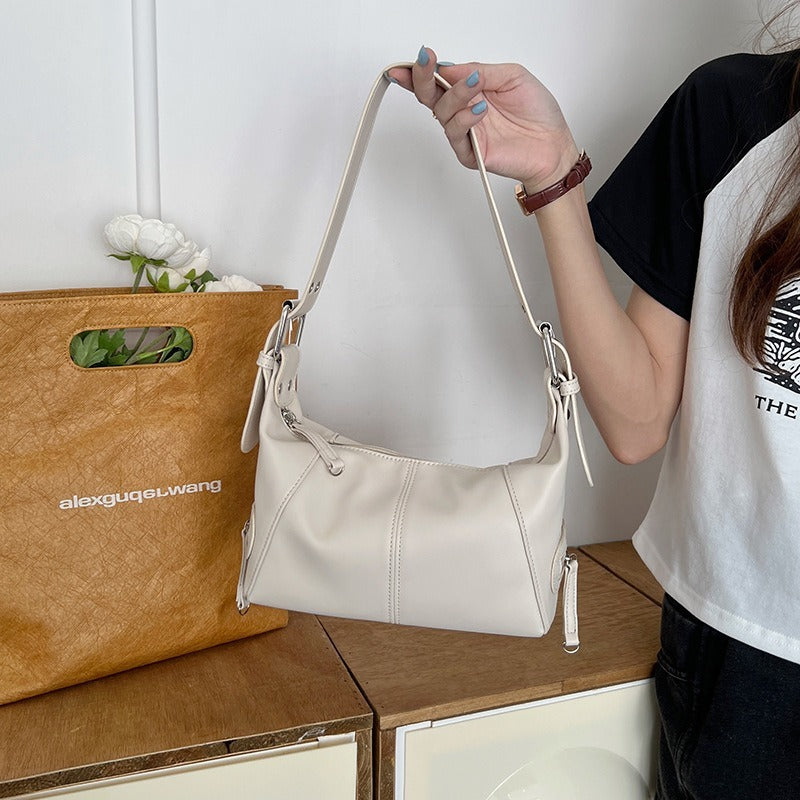Sac à bandoulière rétro en cuir avec fermeture éclair