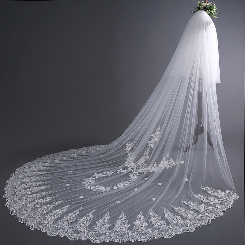 Big Tail Veil Wedding Dress Accessories Studio Photo