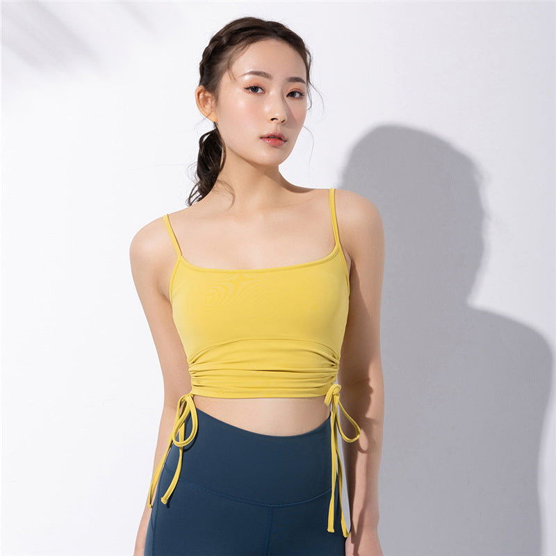 Sous-vêtements de sport froncés, joli gilet de fitness pour femmes