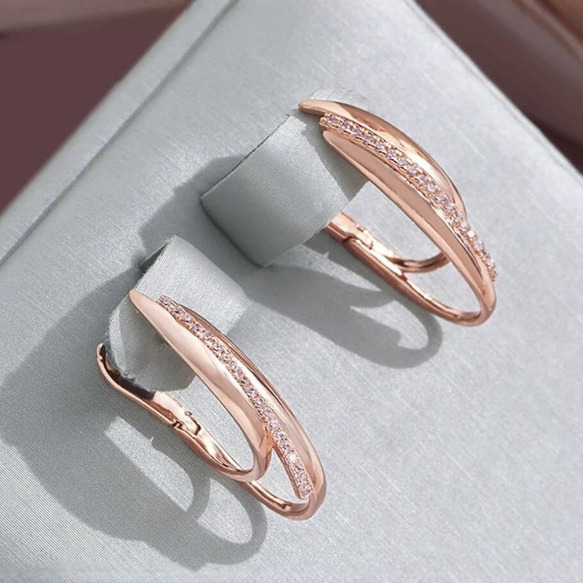 Boucles d'oreilles élégantes en zircon pour femmes, de haute qualité, de style européen et américain