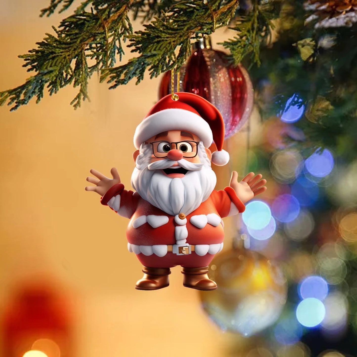Acrylic Santa Claus Festival Atmosphere Decorations Pendant
