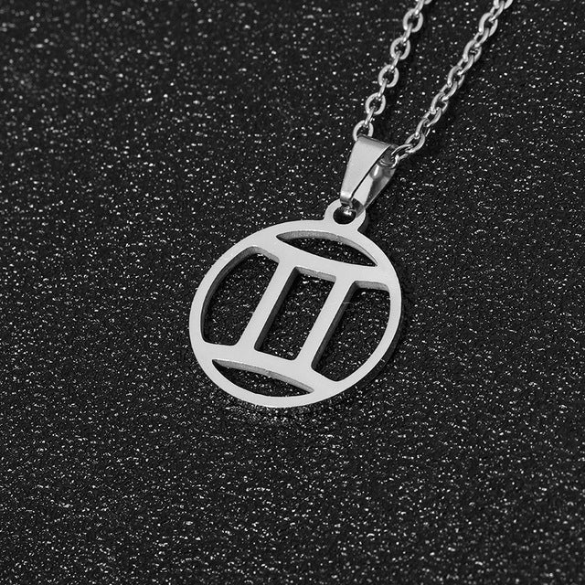 Collier en acier inoxydable plaqué sous vide avec 12 constellations