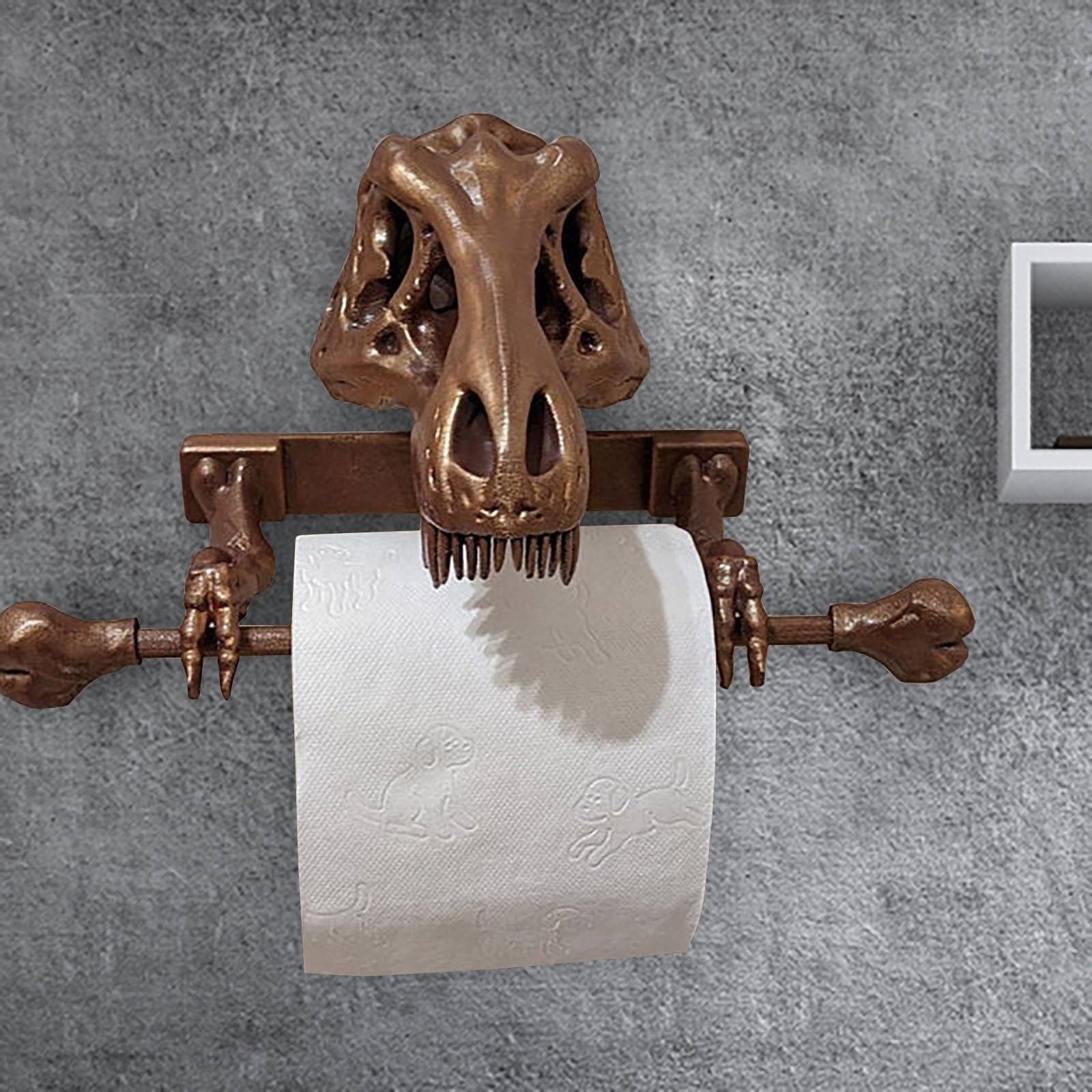 Unique dinosaur tissue holder for bathroom or kitchen decor