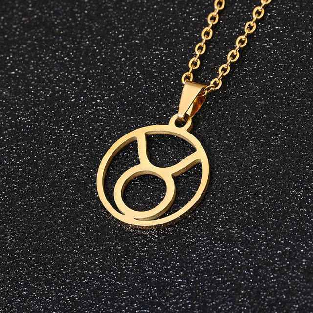 Collier en acier inoxydable plaqué sous vide avec 12 constellations