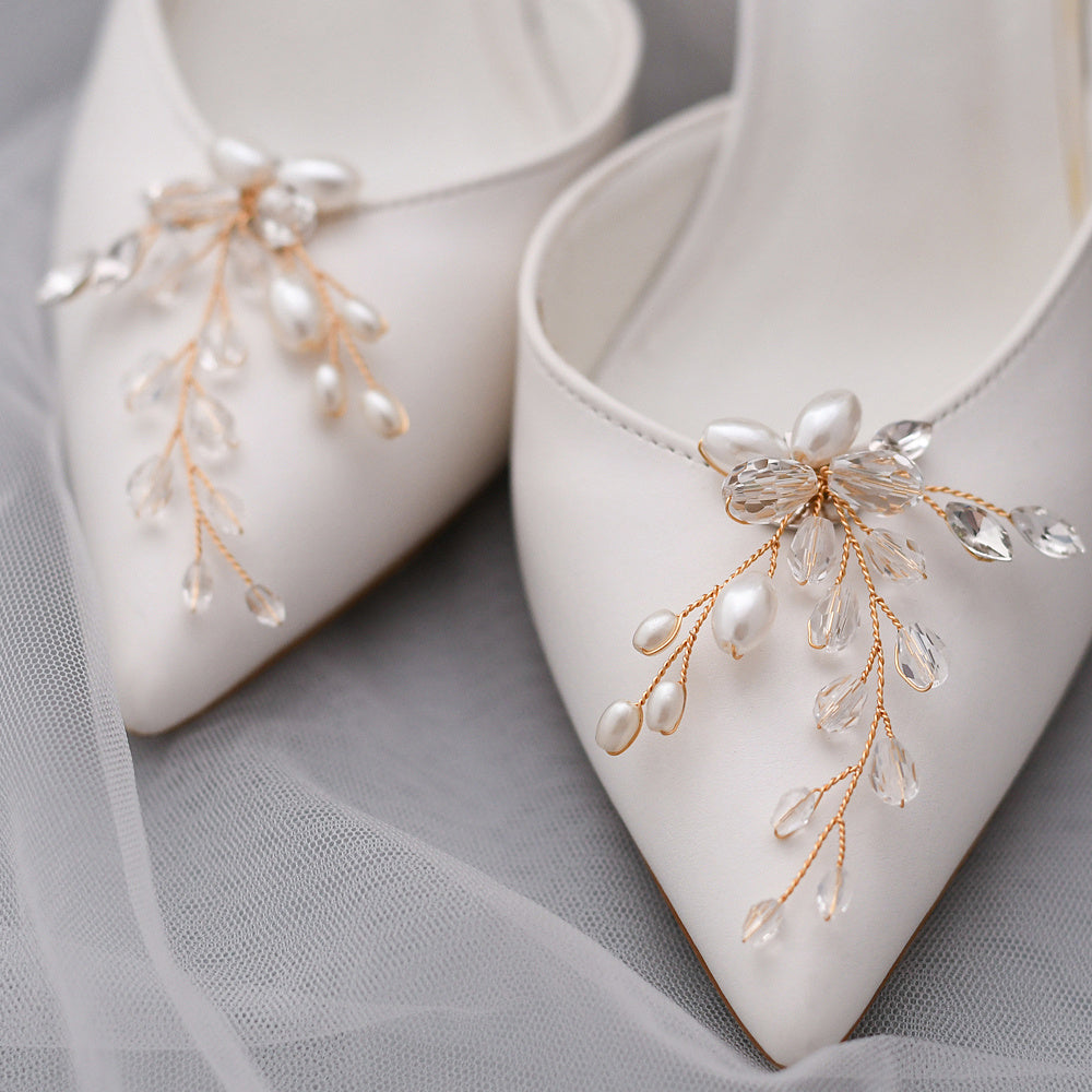 Chaussures de mariage à talons hauts pour femmes, accessoires de mode avec boucle, décoration de vêtements