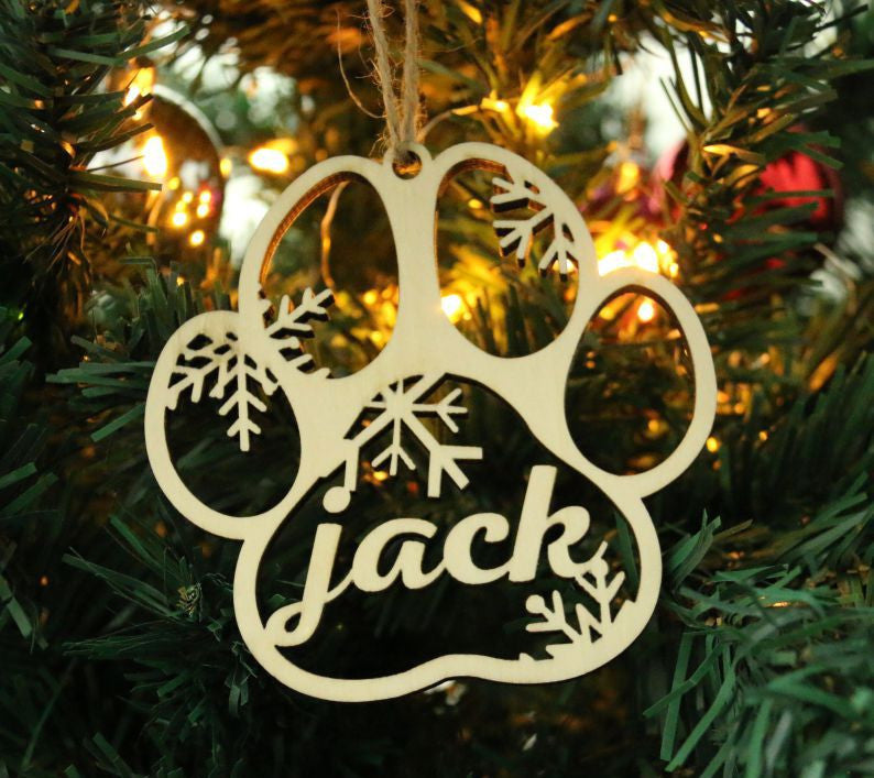 Pendentif en bois créatif dessin animé creux bricolage patte de chien patte de chat
