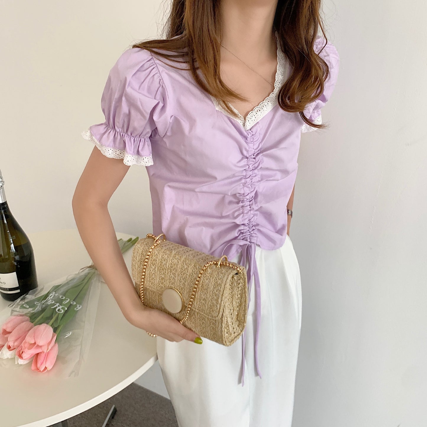 Wide shoulder strap small square bag Korean version all-match
