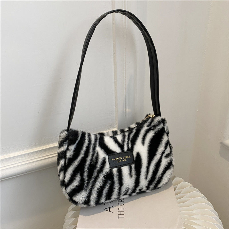 Sac à main en peluche à carreaux pour femme, design de niche