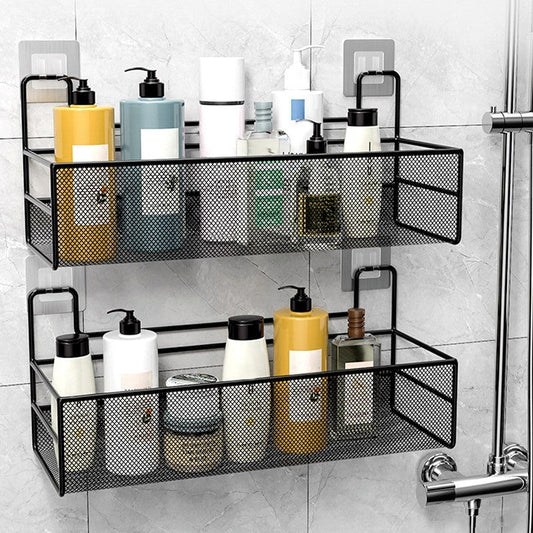 Wall-mounted bathroom shelf for storage
