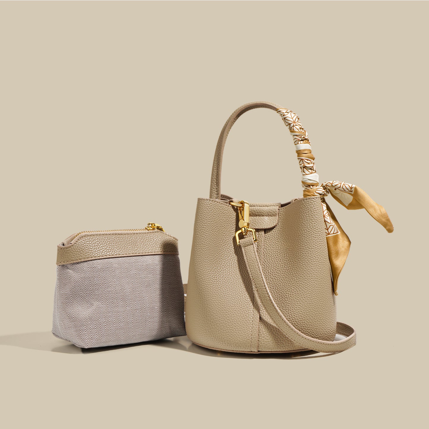 Sacs seau en cuir véritable à texture avancée pour femmes