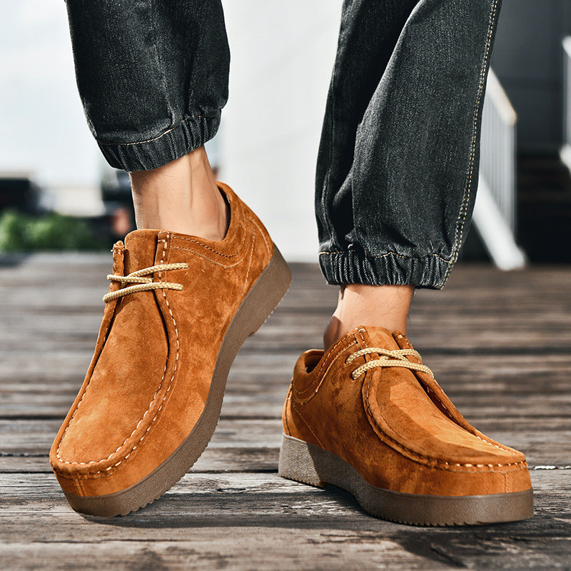 Baskets en cuir et daim de style britannique, polyvalentes pour l'extérieur et idéales pour les voyages