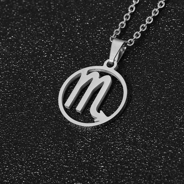 Collier en acier inoxydable plaqué sous vide avec 12 constellations
