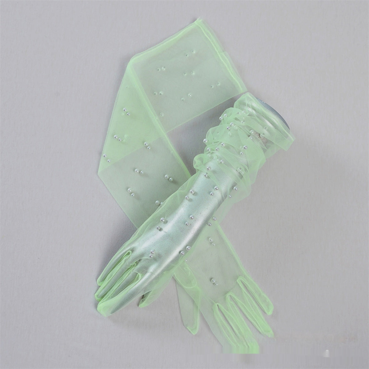 Summer Thin Bridal Pearl Mesh Gloves