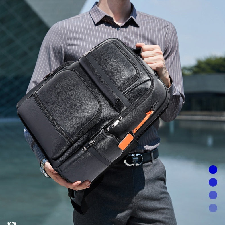 Sac à dos d'affaires en cuir pour homme, grande capacité, pour ordinateur