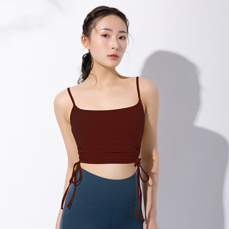 Sous-vêtements de sport froncés, joli gilet de fitness pour femmes